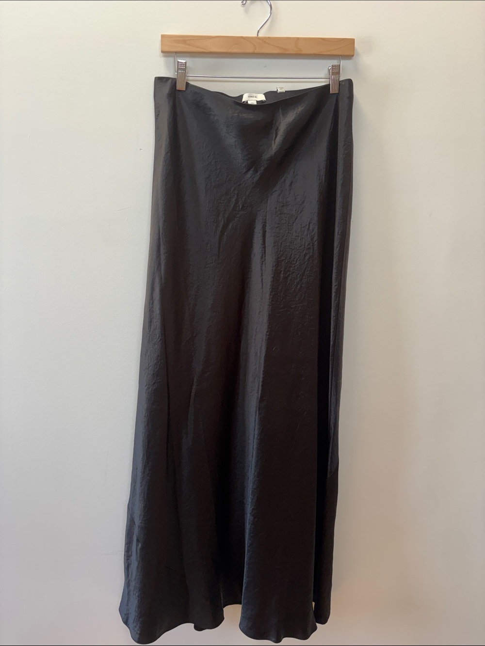 Vince Black Satin Bias-Cut Maxi Skirt